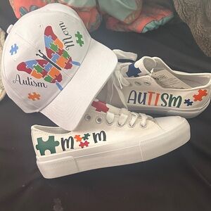 White Autism Awareness Sneakers and Cap